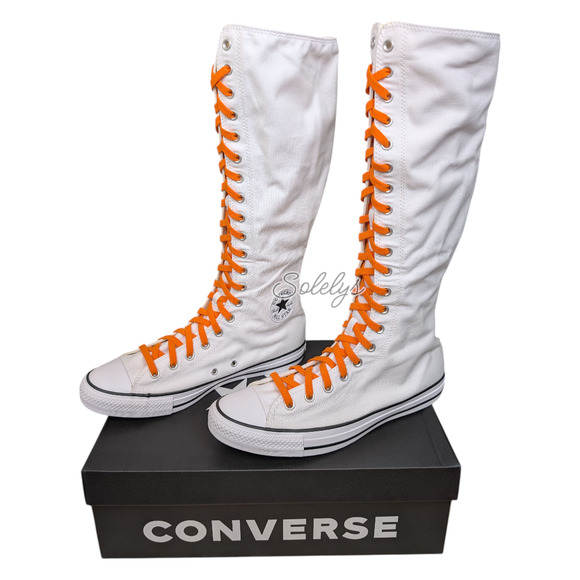 Converse CTAS XXHI Mens 10.5 White Orange Elastic Laced Knee High Sneaker Boot - Picture 4 of 10